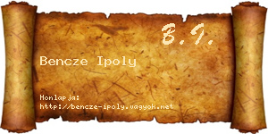Bencze Ipoly névjegykártya